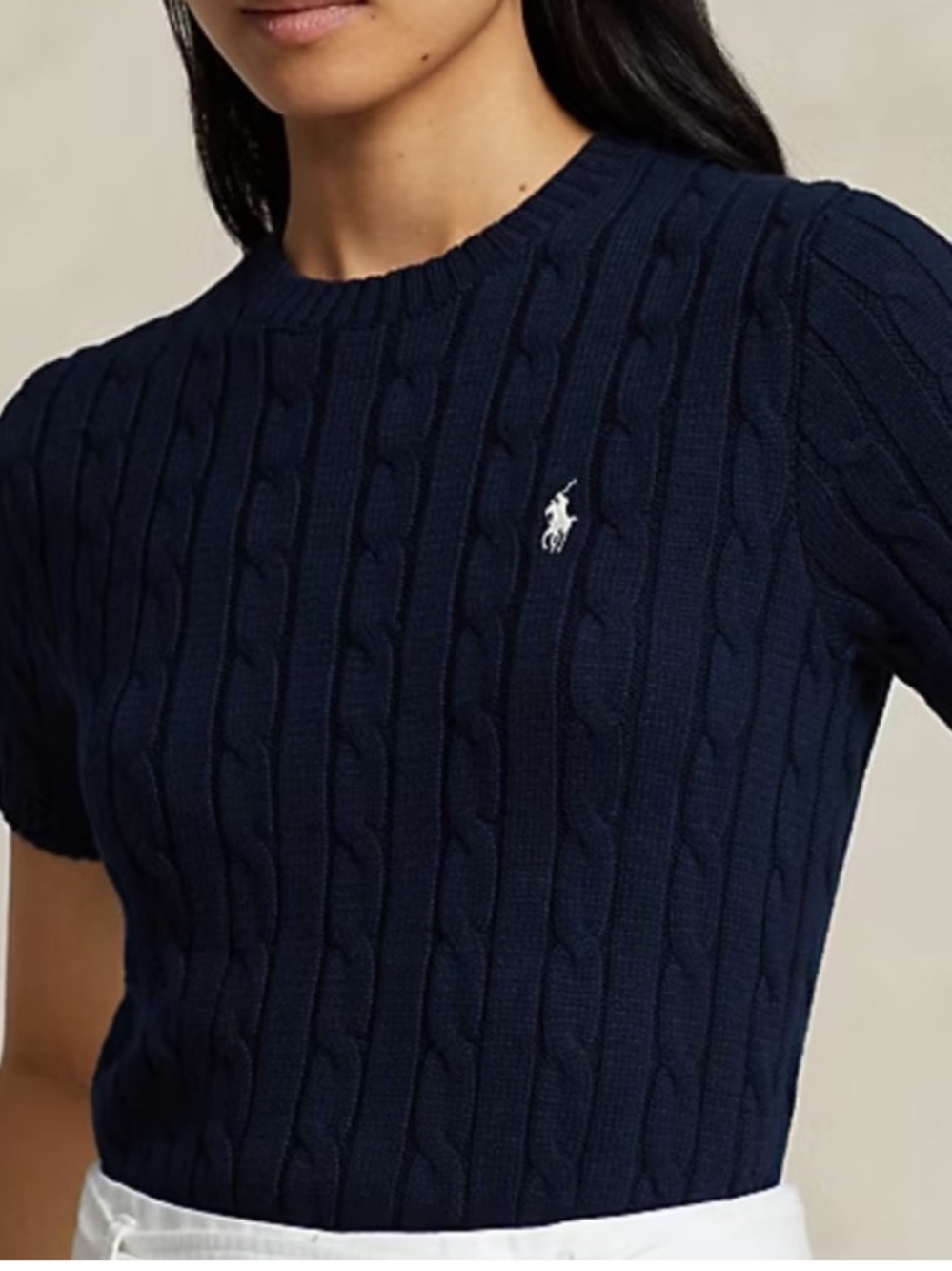 ⭐️Polo Ralph Lauren Cableknit Navy Short Sleeve Sweater Small⭐️